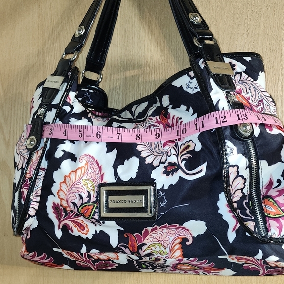 Franco Sarto Black and Pink Floral Shoulder Bag - Picture 6 of 14